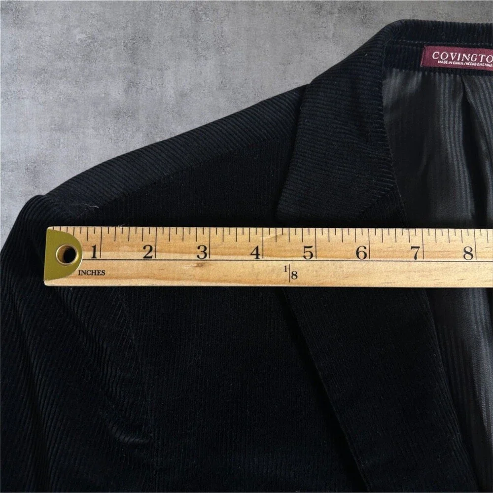COVINGTON Men's Blazer 42R Sport Coat Two Button Jacket Black Corduroy 1-Vent